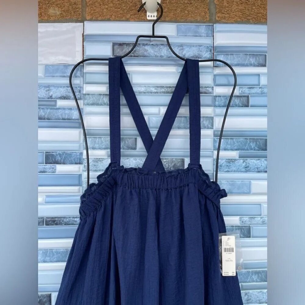 Anthropologie Navy Flowy Wide Leg Jumpsuit Xxs/xs - Picture 6 of 16